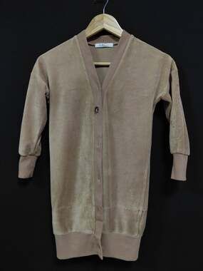 BLANC Cotton Blend Cardigan Beige Solid Knit Women Size 7